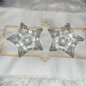 Vintage 1930’s cut Star-Shaped Glass Candle Holders.